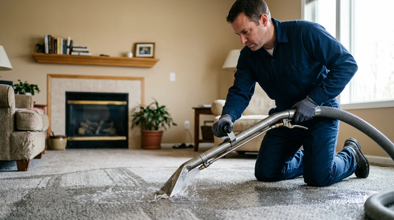 Water damage restoration technician working near Bremen, AL